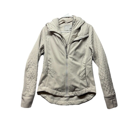 Athleta Cold Front Hybrid Cream Quilted Jacket size Small Fleece - Picture 1 of 6
